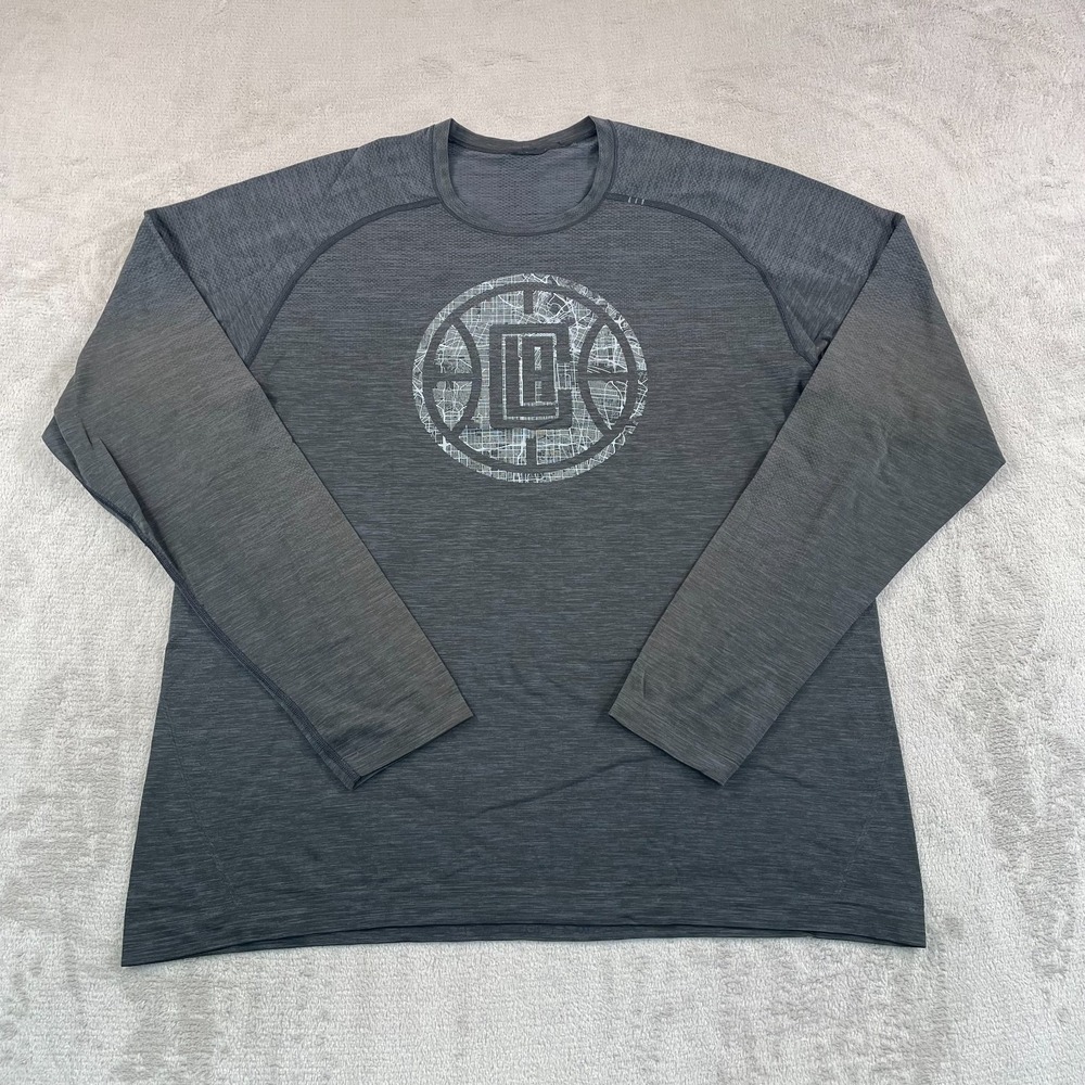 Los Angeles Clippers Lululemon Metal Vent Tech‎ T Shirt Men 2XL Gray Long Sleeve